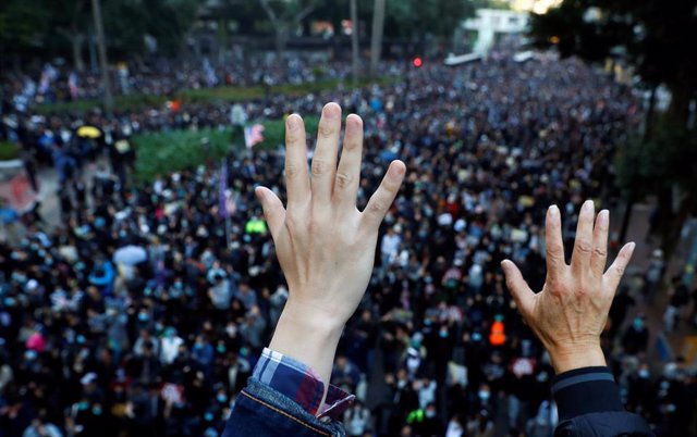 Marcha por el Día de los Derechos Humanos en Hong Kong