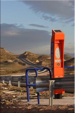 Imagen de un poste de servicio de la autovía entre Cartagena y Vera (Almería)