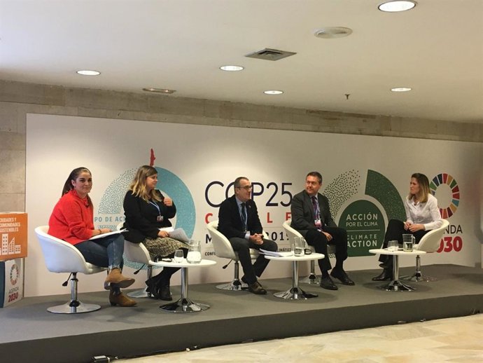 El vicepresident i conseller de Transició Energtica i Sectors Productius, Juan Pedro Yllanes, en la COP25