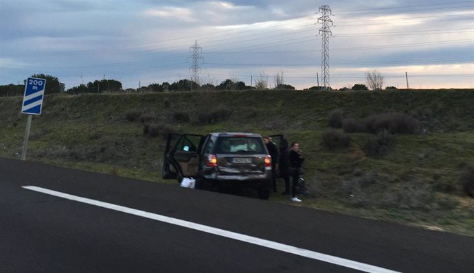 Uno de los vehículos accidentados en Tordesillas (Valladolid).