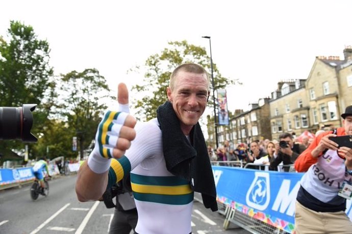 El campeón del mundo contrarreloj Rohan Dennis (Australia) en el Mundial 2019 en Yorkshire (Gran Bretaña)