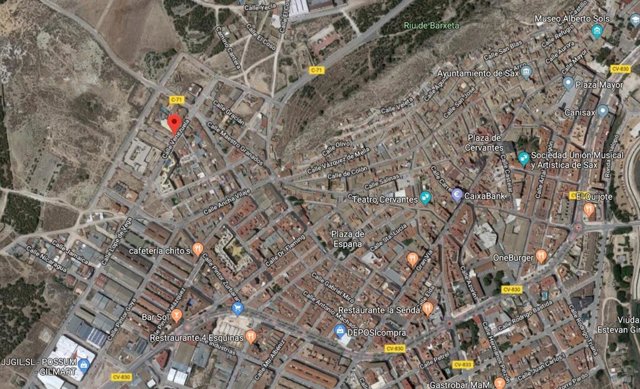 Ubicación de la calle Venezuela de Sax donde se registró el accidente.