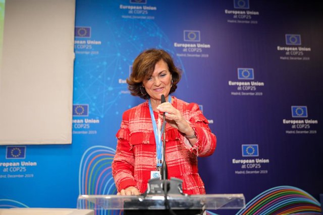 COP25.AMP.- Carmen Calvo avisa de que el trabajo contra el cambio climático "no 