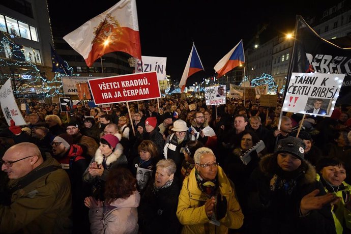 Manifestación en Praga contra el primer ministro de República Checa, Andrej Babis