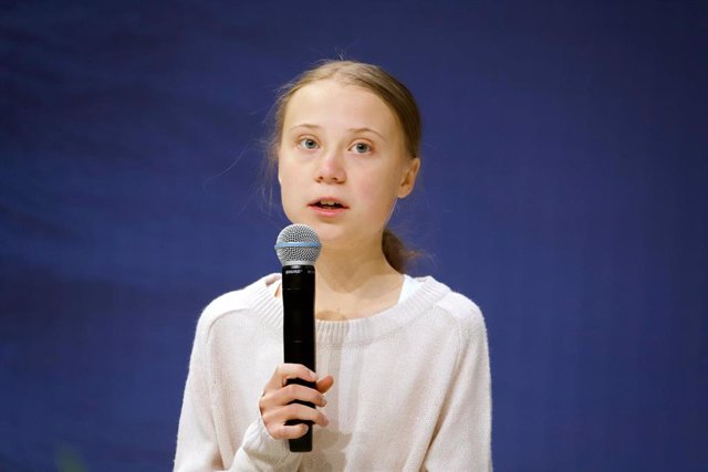 10 December 2019, Spain, Madrid: Swedish climate activist Greta Thunberg speaks at an event during the UN Climate Change Conference (COP25). Photo: Clara Margais/dpa