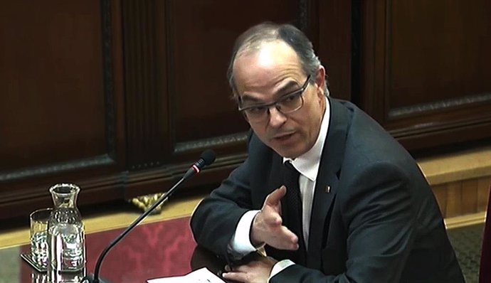 El exconseller de la Presidencia de la Generalitat de Catalunya, Jordi Turull, durante su intervención ante el Trubunal Supremo, en la última jornada del juicio del procés.