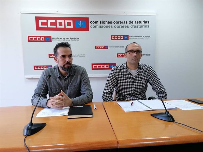 Los secretarios generales de la Federación de Industria de UGT y CCOO, José Manuel Zapico y Damián Manzano.
