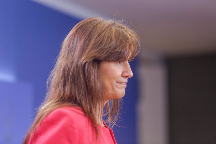 La portaveu del Grup Junts per Catalunya al Congrés dels Diputats, Laura Borrs, ofereix una roda de premsa al Congrés dels Diputats després de la seva consulta amb el rei 
