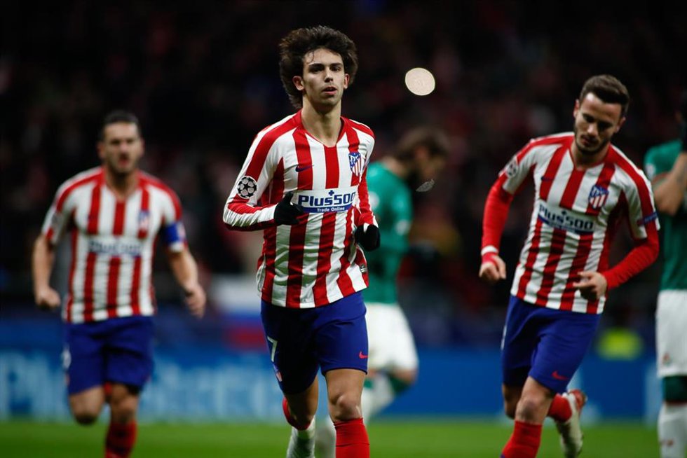 Joo Félix celebra un gol con el Atlético de Madrid.