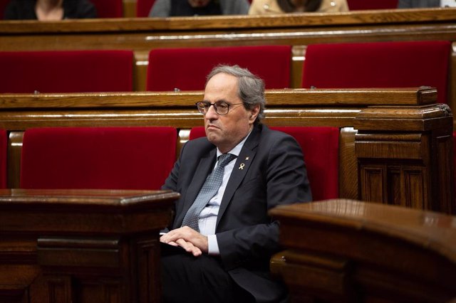 El presidente de la Generalitat de Catalunya, Quim Torra, durante una sesión plenaria en el Parlament de Catalunya, en Barcelona (España), a 11 de diciembre de 2019.