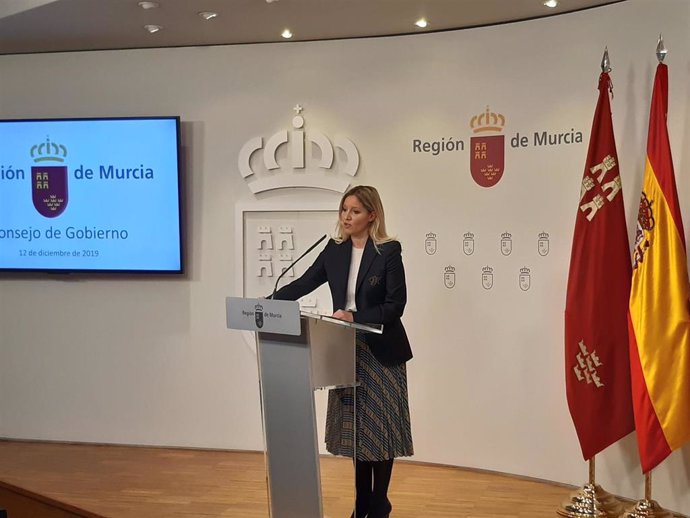 La portavoz del Gobierno regional, Ana Martínez Vidal, en la rueda de prensa