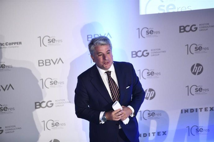 El presidente de Accenture España, Juan Pedro Moreno, durante su intervención en la jornada 'RadarSeres' organizada por la Fundación Seres en el Teatro Real de Madrid (España), a 8 de octubre de 2019.