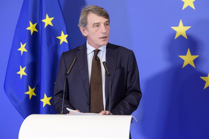 El president del Parlament europeu David Sassoli compareix durant la cerimnia pel 10 aniversari del Tractat de Lisboa l'1 de desembre del 2019 a Brusselles, Blgica.