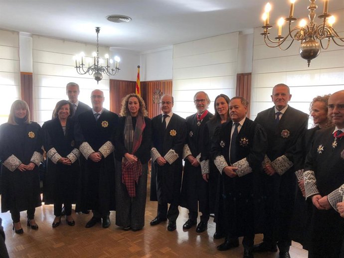 Presa de possessió del nou president de l'Audincia de Tarragona, Joan Perarnau, amb assistncia de la consellera de Justícia, Ester Capella, i el president del Tribunal Superior de Justícia de Catalunya (TSJC), Jesús María Barrientos.