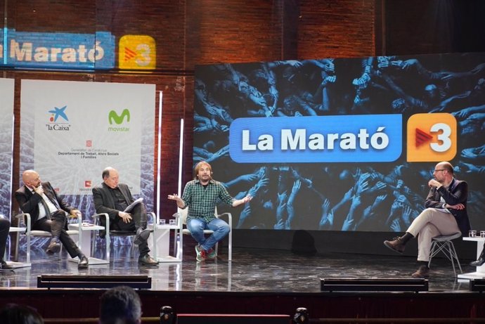 Presentación de La Marató de TV3, con Saül Gordillo, Vicent Sanchis, Quim Masferrer y Jordi Basté