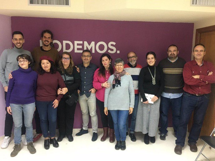 La gestora de Podemos C-LM con el secretario de Organización nacional, Alberto Rodríguez, y la secretaria de Círculos y Participación, Ana Marcello