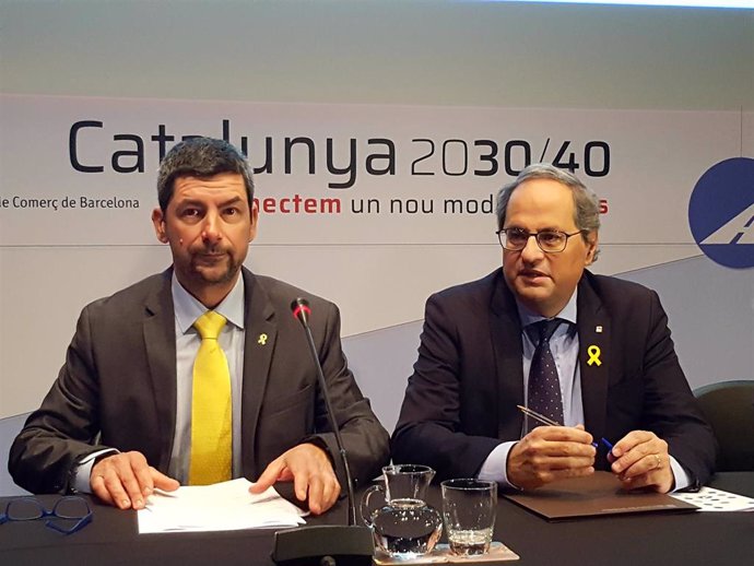 El presidente de la Cámara de Comercio de Barcelona, Joan Canadell, y el presidente de la Generalitat, Quim Torra