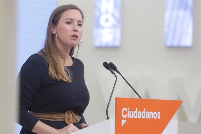 La portavoz de la gestora de Ciudadanos, Melisa Rodríguez, en una rueda de prensa tras una reunión de la Comisión Gestora del partido en la sede del mismo, en Madrid (España), a 10 de diciembre de 2019
