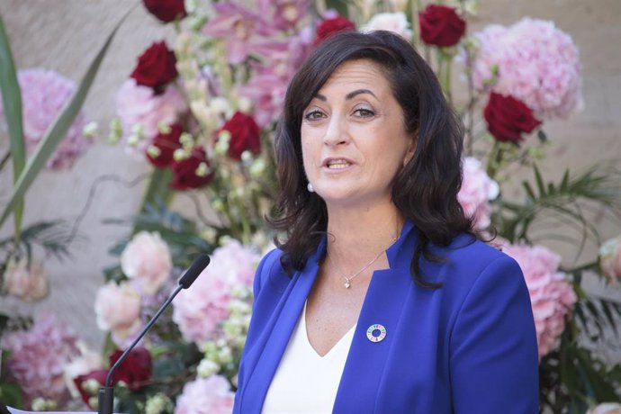 La socialista Concha Andreu durante su intervención en el acto de toma de posesión de su cargo como nueva presidenta de La Rioja.