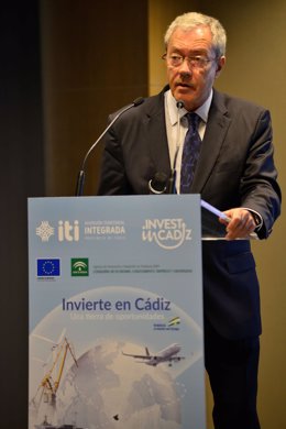 El consejero de Economía, Conocimiento, Empresas y Universidad, Rogelio Velasco, en la presentación de la iniciativa 'Invest in Cádiz' en Madrid.
