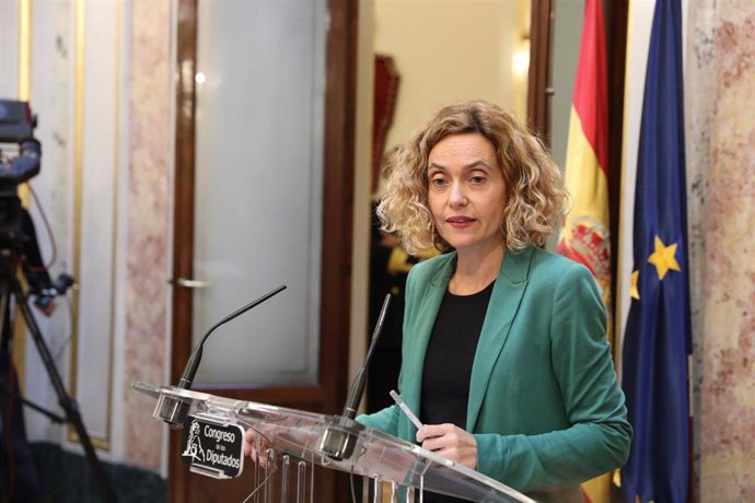La presidenta del Congreso, Meritxell Batet durante su intervención en la mesa del Congreso de los Diputados, en Madrid (España), a 13 de diciembre de 2019.