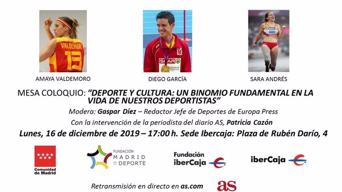 Amaya Valdemoro, Diego García y Sara Andrés participan en la charla Deporte y Cultura de Fundación Madrid por el Deporte e Ibercaja