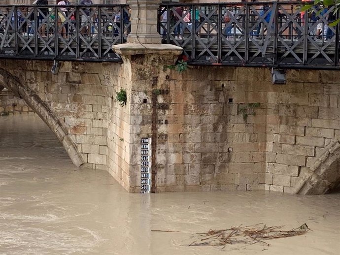 Crecida del río Segura en la ciudad de Murcia