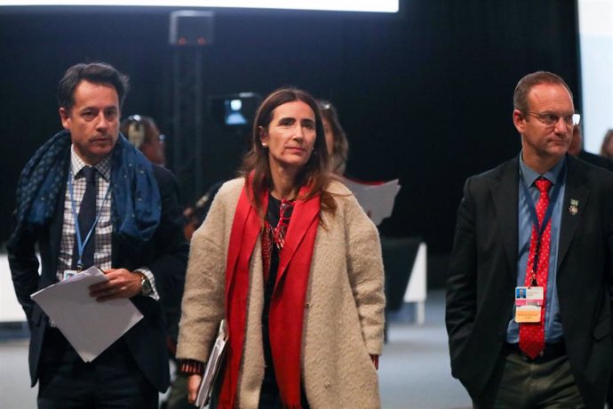 La presidenta de la COP25, Carolina Schmidt, en el plenario de la mañana del sábado en la Cumbre del Clima, en Madrid (España) a 14 de diciembre de 2019.