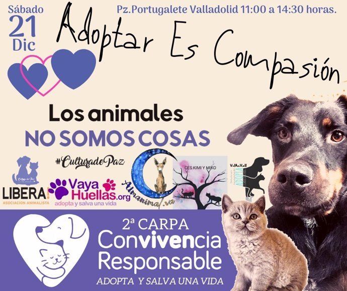 Cartel de la segunda Carpa 'Convivencia Responsable', organizada por Libera! CyL para concienciar sobre la responsabilidad con los animales.
