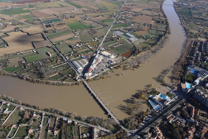 Vista aérea del río Ebro en Tudela