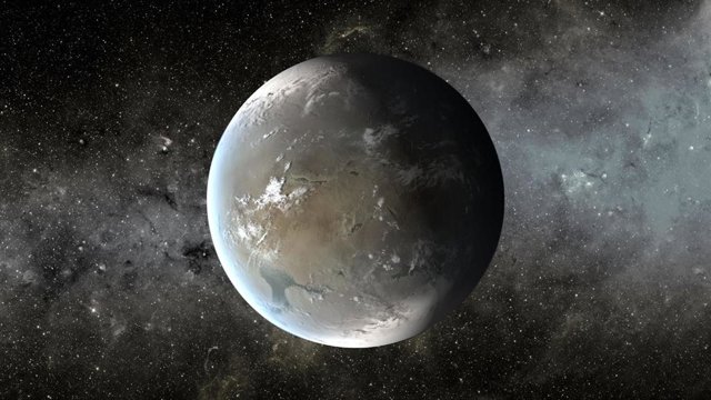Recreación de Kepler-62f, mundo en zona habitable a 1.200 años luz