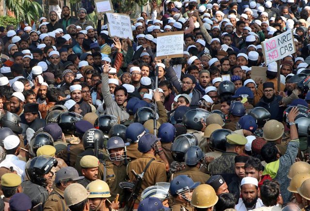 Manfiestación de estudiantes en Lucknow
