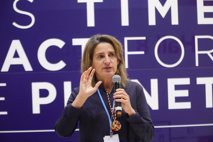 La ministra para la Transición Ecológica en funciones, Teresa Ribera, en la duodécima jornada de la Cumbre del Clima (COP25) de Madrid