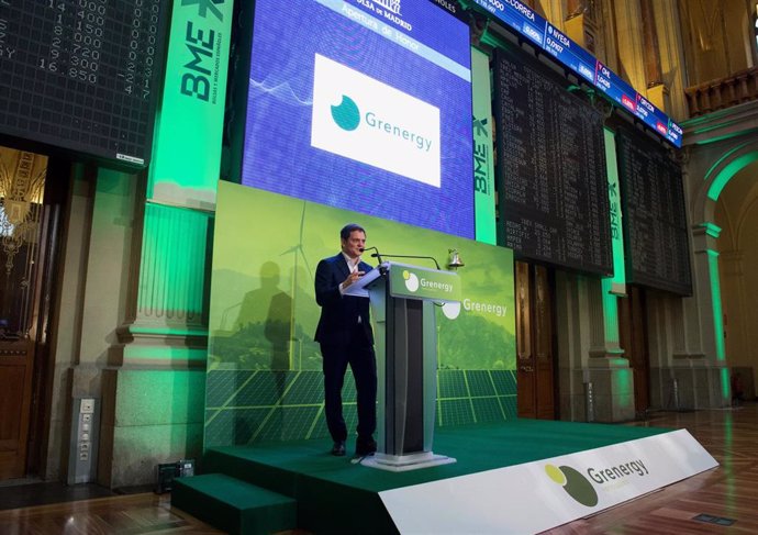 David Ruiz de Andrés, fundador y consejero delegado de Grenergy, durante el tradicional 'toque de campana'