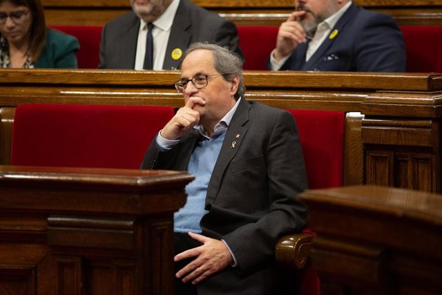 El presidente de la Generalitat de Catalunya, Quim Torra, durante la celebración de la segunda sesión plenaria en el Parlament, en Barcelona (España), a 12 de diciembre de 2019.