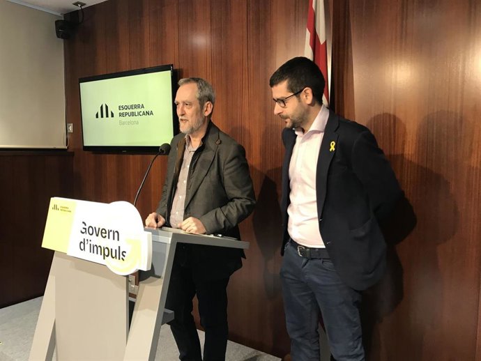 Los concejales de ERC de Barcelona Jordi Coronas y Jordi Castellana