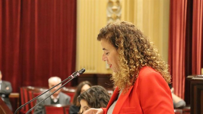 La consellera de Presidencia, Cultura e Igualdad, Pilar Costa, interviene en el pleno del Parlament para defender el presupuesto de su área para 2020.