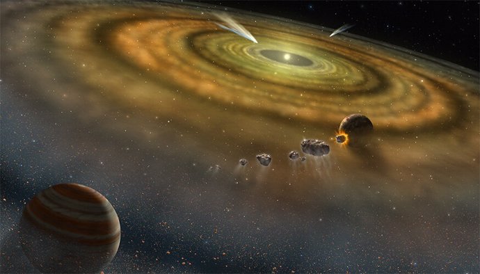 Pruebas de doble disco separado por Júpiter al origen del sistema solar 