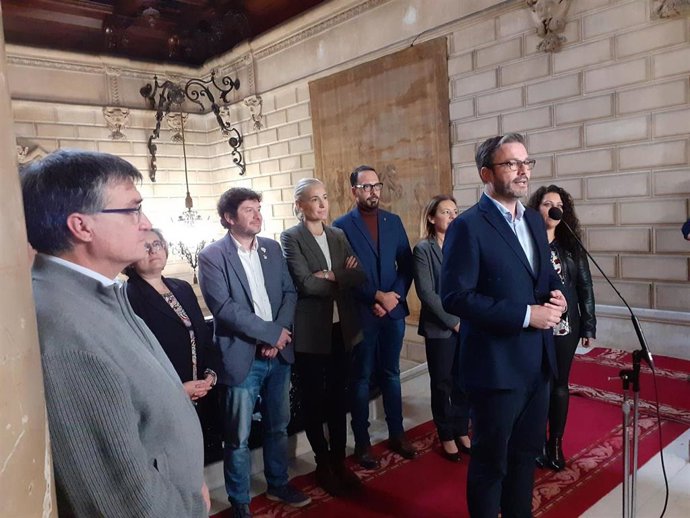 El alcalde de Palma, José Hila, durante un encuentro con los medios de comunicación con motivo de las fiestas de Navidad.