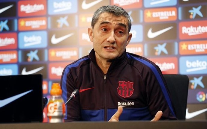 El entrenador del FC Barcelona, Ernesto Valverde, en rueda de prensa