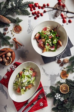 Cena saludable de navidad. Comida navideña