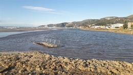Playa de Gav tras un temporal de lluvia y viento