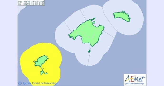 Mapa de avisos para este jueves.