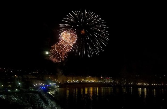 Fuegos artificiales en la Semana Grande de San Sebastián.