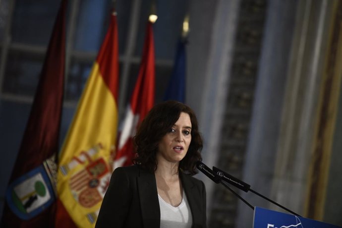 La presidenta de la Comunitat de Madrid, Isabel Díaz Ayuso, durant la seva intervenció en un esmorzar de Nova Economia Frum, a Madrid (Espanya), 18 de desembre del 2019.