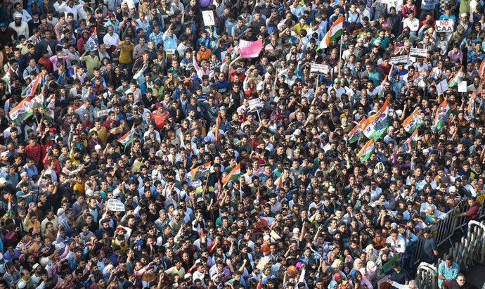Imagen de una protesta contra la ley de la ciudadanía en India. 