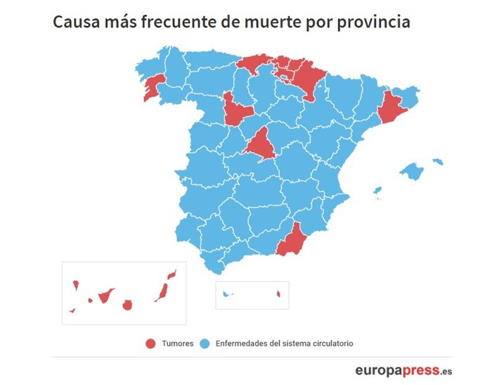 Causa más frecuente de muerte por provincia