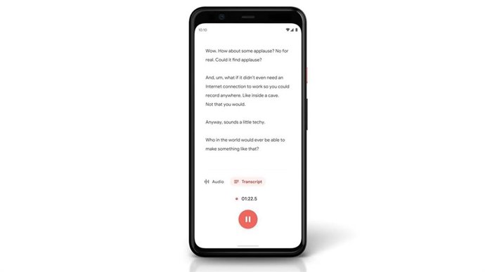 Aplicación grabadora de Google en un Pixel 4.