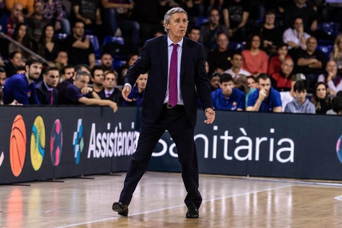 Svetislav Pesic, Head coach of Fc Barcelona , during the Turkish Airlines EuroLeague match between  FC Barcelona  and CSKA Moscow at Palau Blaugrana on November 29, 2019 in Barcelona, Spain.