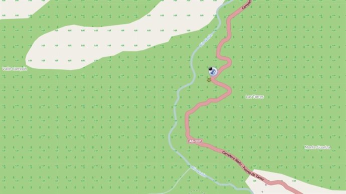 Mapa del lugar del desprendimiento en Tarna